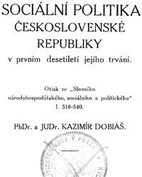 Sociální politika Československé republiky v prvním desetiletí jejího trvání