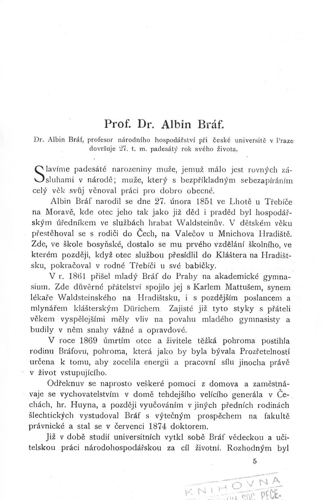 Prof. Dr. Albín Bráf