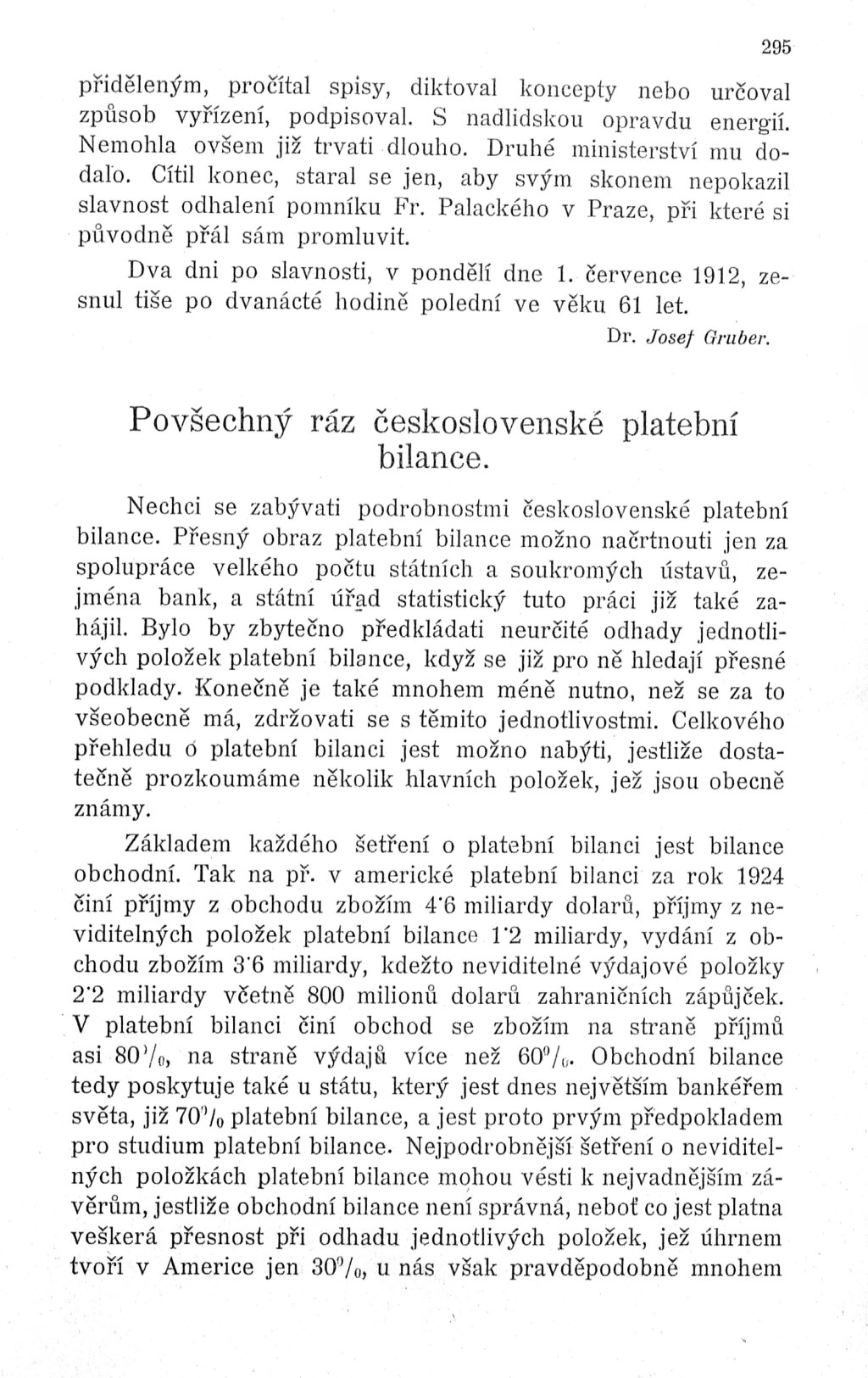 Povšechný ráz československé platební bilance